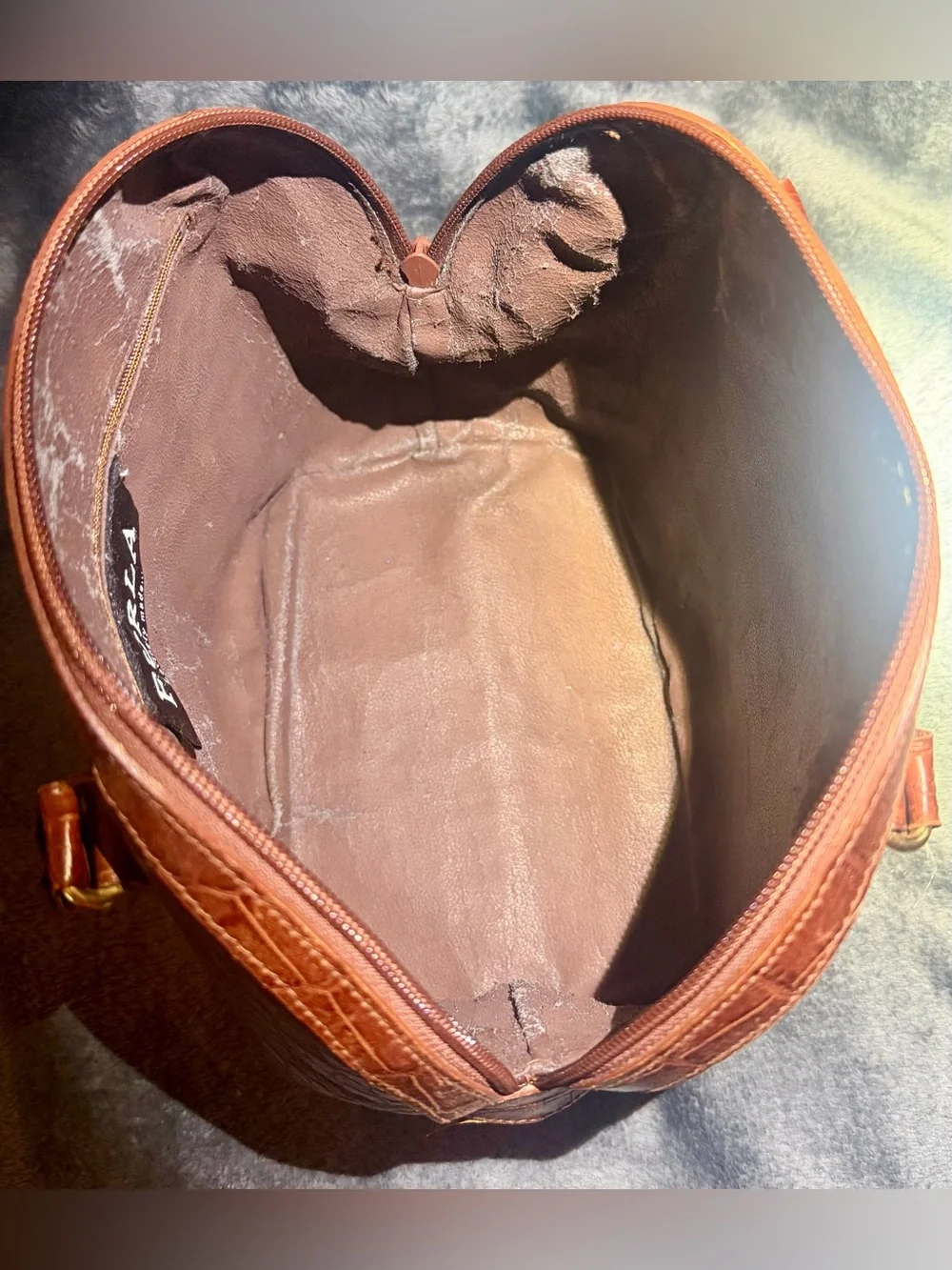 Furla Chestnut Croc-Embossed Dome Satchel